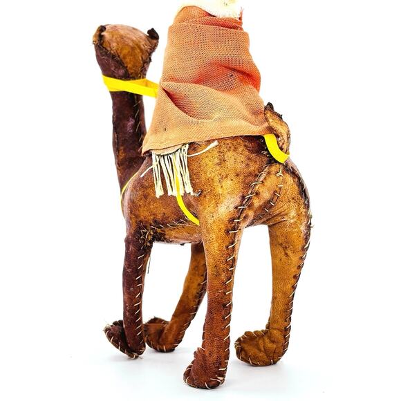 Vtg Handmade Leather Nativity Wisemen on Camels - Picture 5 of 10